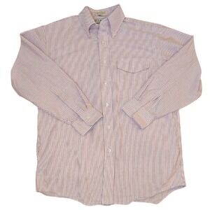 L.L. Bean Vintage Men's Red Stripe Button Up Long Sleeve Shirt Y2K 90s USA 16-32